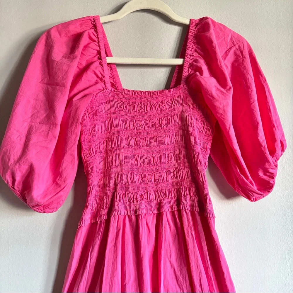 XiRENA 100% Cotton Vibrant Pink Long Sleeve Dress